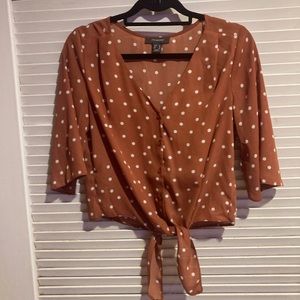 Button up, Burnt Orange with White Pokadots